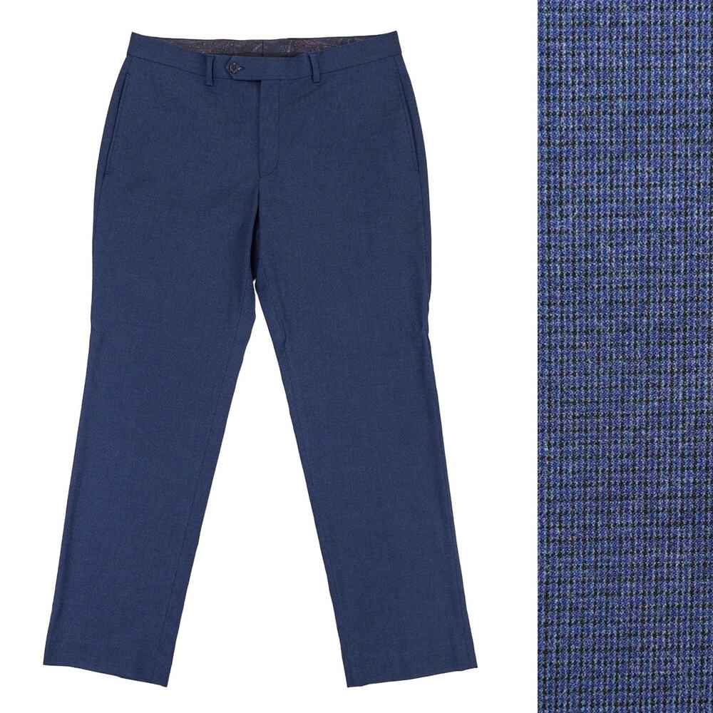 Lauren Ralph Lauren Men 34x30 Dress Pant Blue Micro Check Trouser Stretch Office